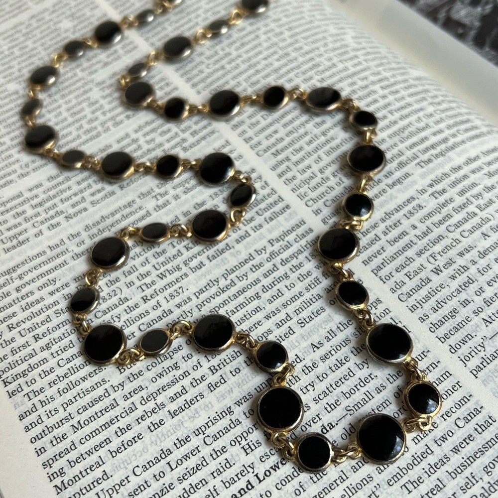 Polkadot Chain Necklace, Long Strand MCM Mod Beaded Enamel Discs